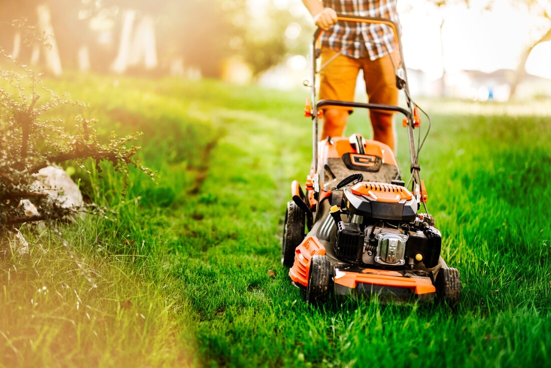 Orange Push Lawn Mower
